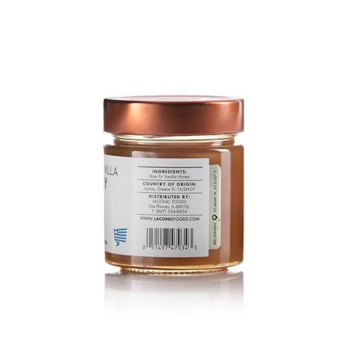 Laconic Foods | Vanilla Fir Honey | PDO Greek Honey | Rare Raw Honeydew from the Mountains of Greece | Non-Crystallizing | Woman-Owned | 315g