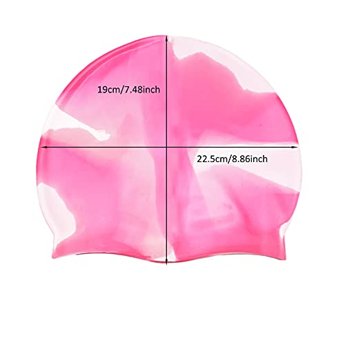 Kadble Silicone Kids Swim Cap,Flexible Boys Girls Waterproof Swimming Cap,Great For Short And Long Hair (Pink-White) #TOP1