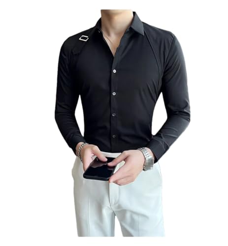 Men's Luxury Fashion Shirts for Men All-Match Big Size Long Sleeve Social Shirt Dress Tuxedo Shirts