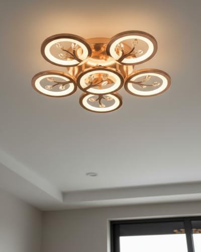 Image of swanart Gloriosa Modern LED Ceiling Light 60 cm, 3-in-1 Color Change Ceiling Lamp with Remote Control, Dimmable LED Light, Bluetooth Music System for Living Room & Bedroom