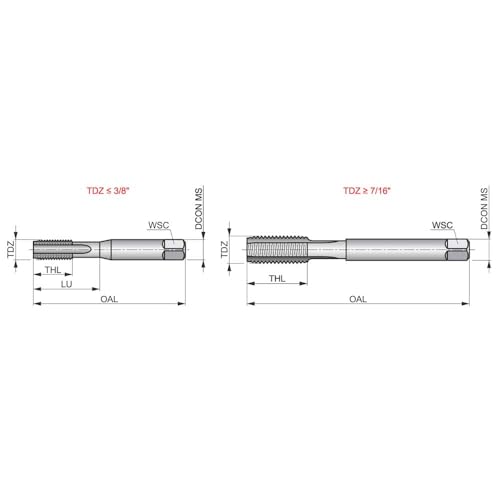 Macho de roscar manual BSW Dormer E531 7/16-14 en acero HSS acabado brillante 3