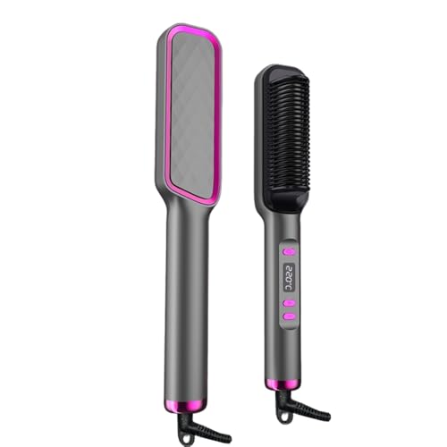 Cepillo Alisador de Pelo, Plancha del Pelo Profesional, cepillo recto de cerámica antipander con pantalla led, 4 niveles de temperatura, Peinado Rápido, 160 ° C a 220 ° C, negro
