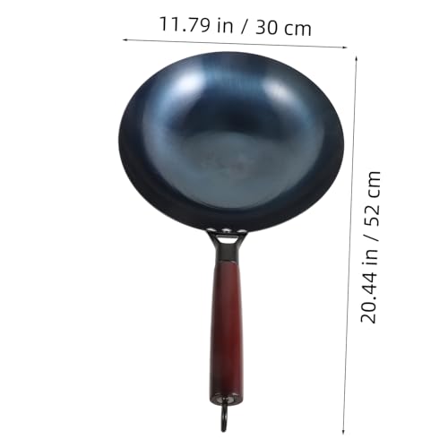 Wok tradicional de hierro con mango de madera antiadherente miniatura 2
