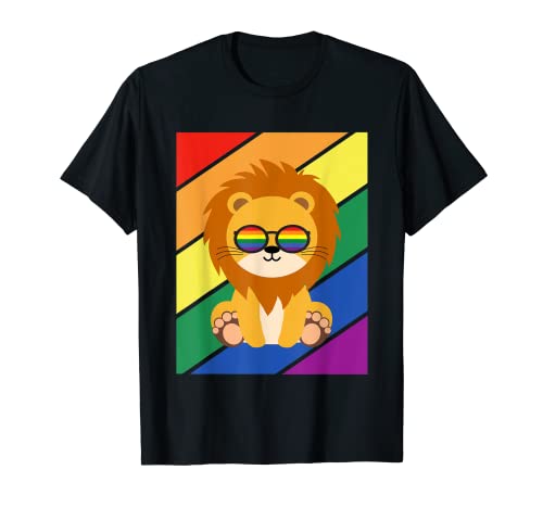 LGBTQ Flag Gay Pride Mois Rainbow Cute Lion LGBT Lunettes T-Shirt