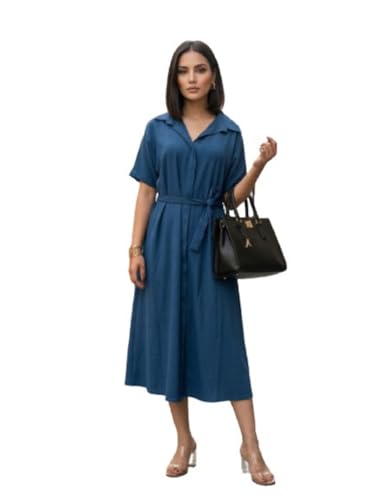 Robe Varanga bleu sarcelle profond vêtement fluide chic