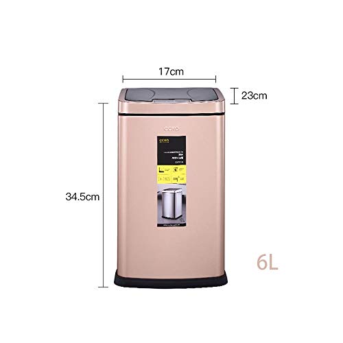 Cubo de basura automático para baño y aseo elegante papelera de inducción oro rosa 6L 2