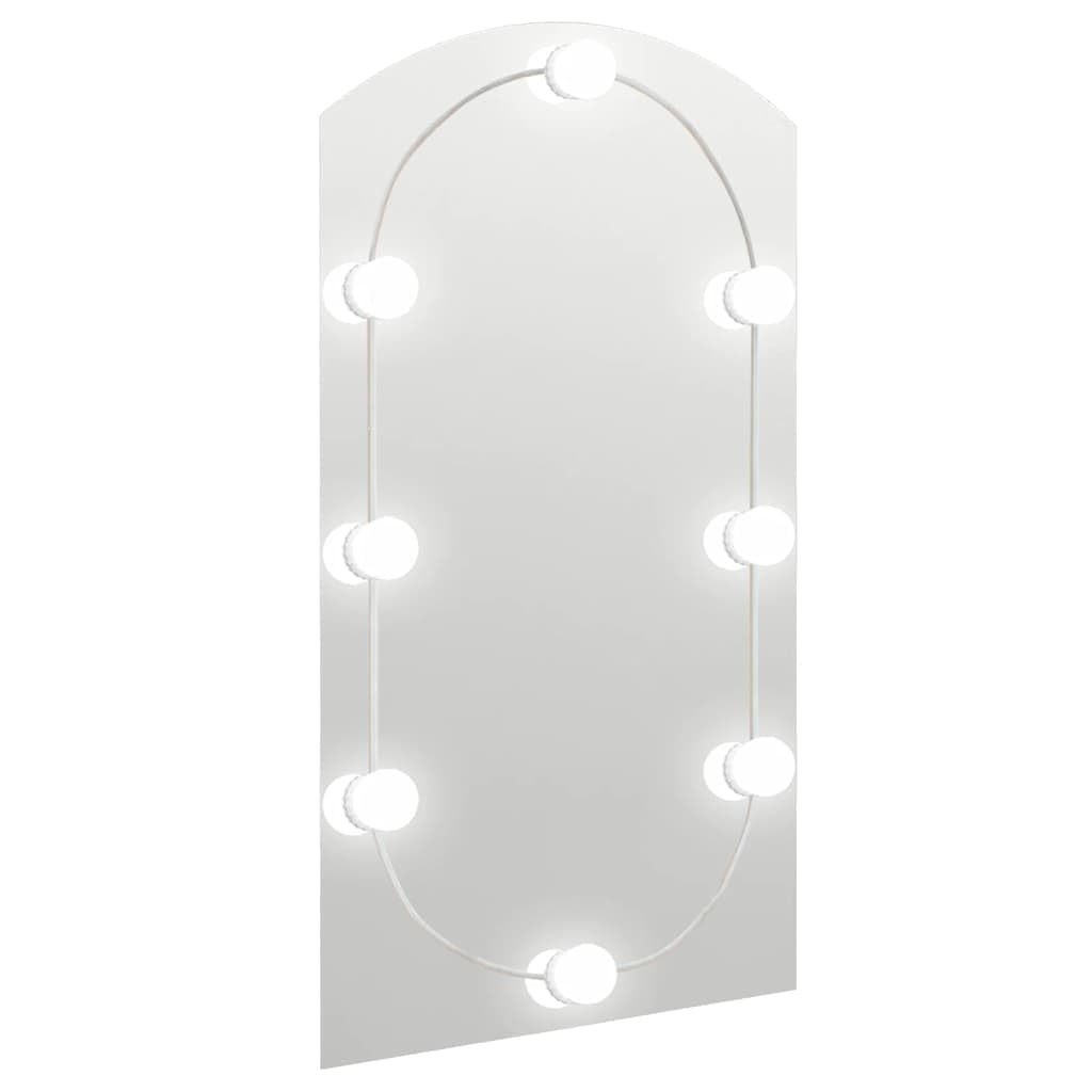 KGHFDVB Wall Mounted Glass Arch Mirror with LED Lights, 90x45 cm, USB Powered, Color Modes for Ambience