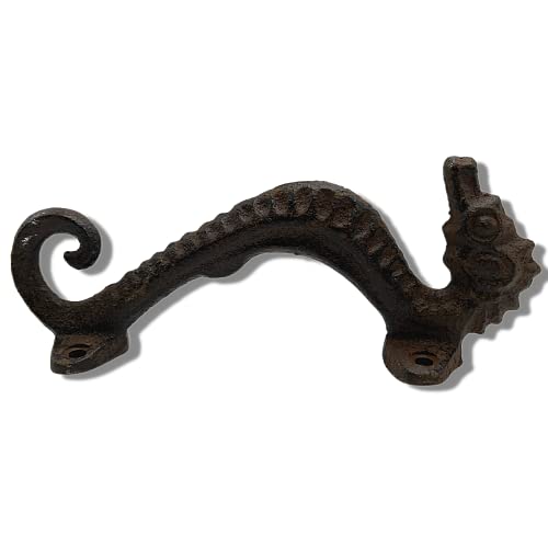 Needzo Nautical Cast Iron Seahorse Handle, Home Improvement Decor for Beach House or Themed Room, Screw Hook for Decoration, Drawer Pull, Cabinet Handles, and More, 7.5 Inches