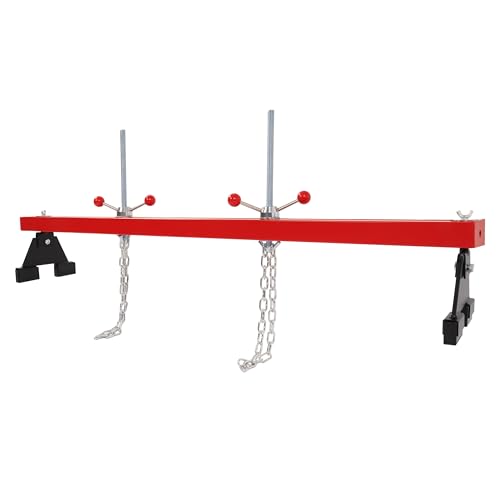 ECOTRIC 1100LBS Capacity Engine Support Bar Transverse Hoist for Motor Transmission Transverse Bar Engine Hoist with 2 Points Lift Holder Dual Hooks