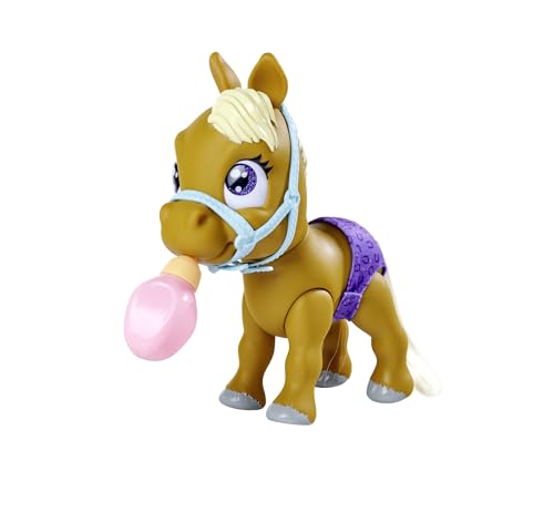Simba 105950009 - Pamper Petz Pony, 24cm Spielzeug Pferd mit Trink- und Nässfunktion, Fohlen, kämmbarer Schweif, Color Change, Tierbaby mit Windel, 11 Überraschungen, für Mädchen und Jungen ab 3 Jahre