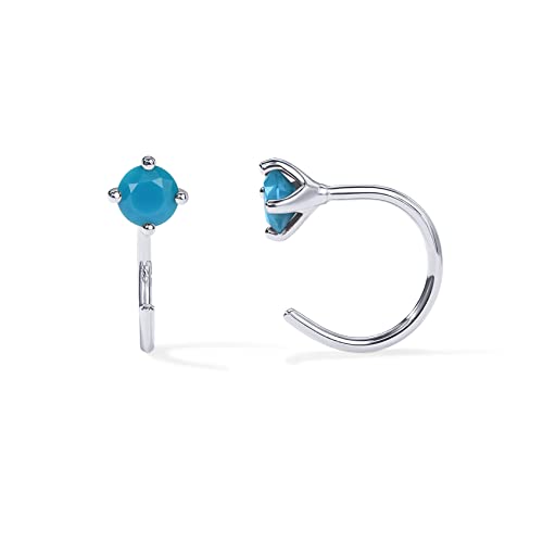 PAVOI 14K Gold 925 Sterling Silver Huggie Half Hoop Earrings for Women | Turquoise Stone