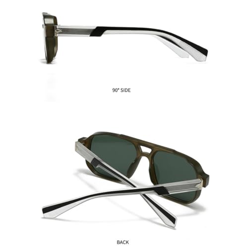 Lunettes de soleil rétro double pont mixtes bicolores noir et gris