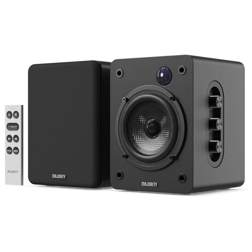 Majority D50X altoparlanti | casse attive amplificate coppia 2.0 da 60W per PC | Hi-Fi con HDMI ARC e AUX | casse acustiche da scaffale Bluetooth 5.3 | Monitor Studio in fibra di carbonio (Nero)