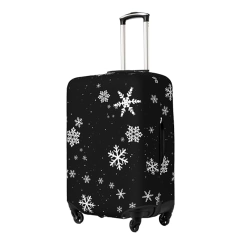 Snowflake Winter Pattern Black And White Luggage Cover, Protective Washable Suitcase Cover - Travel High Elastic Fibers Suitcase Protector Fits Medium2