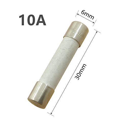 Image of (Pack of 10) 10 Amp Slow-Blow Time Delay Fuse Ceramic 6x30mm