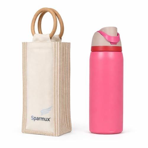 Image of FreeSip Flip-Top Water Bottle for Kids & Adults, Leakproof One-Hand Open Lid, BPA-Free, Easy Carry for School, Office, Sports & Travel - 32 oz (Flamingo, 960 ml)