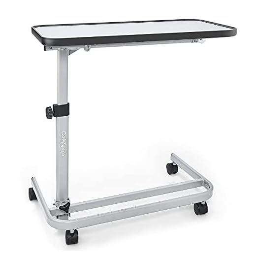 OasisSpace Overbed Table (XL) - Hospital Bed Table - Swivel Wheel Rolling Tray - Adjustable Over Bedside Home Desk - Laptop, Reading - Bedridden, Elderly, Senior Patient Aid