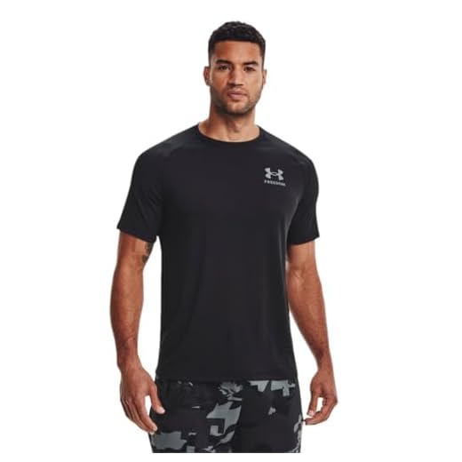 Under Armour mens Freedom Tech Short Sleeve T-Shirt , Black (001)/Pitch Gray , Large