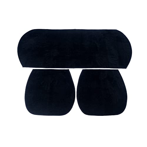 Image of Black Solid Washable Polyester Car Seat Cover Non-Slip Mat for All Cars and Sofa Sets (3 Pieces Set)
