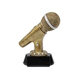 Decade Awards Microphone Trophy - Gold | Engraved Mic Drop Award - Gold - 6 Inch Tall - Engraved Plate on Request