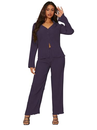Image of GRECIILOOKS Co ord Set Women Stylish | Woman Dress | Summer Cord Sets for Women's | Trendy Casual Shirt and Pants | Pyjama Set's Solid & Beach, Resort Outfits Full Sleeve
