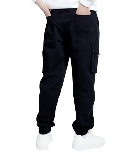 Image of TLAENSON Boys Cargo Joggers Pants Elastic Waist Casual Jogging Trousers Bottom for Kids 6-16 Years