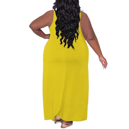 Image of TOPSRANI Womens Plus Size Maxi Dresses for Women Oversize Casual Short Sleeve V Neck Loose Plain Solid Trendy Summer Dress
