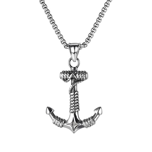 Liitata Collier avec pendentif ancre nautique - Chaîne Rock Gothique Punk Hip Hop Colliers pour hommes et femmes - Style 2