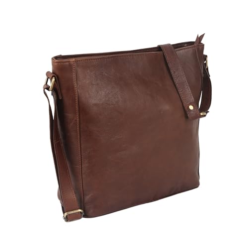 12 inch Genuine Leather Crossbody Bags for Women Large Shoulder C...