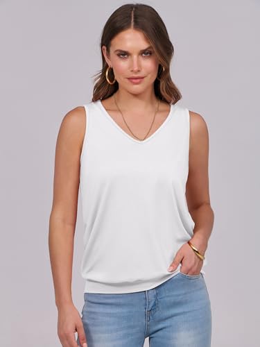 Image of ANRABESS Women Tank Tops Summer V Neck Sleeveless Casual Loose Fit Cute Cami Basic T Shirts Solid Tees 2026 Trendy Outfits