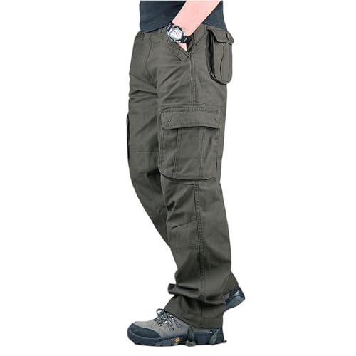 Cargo Work Pants for Men with Pockets Work Lightweight Stretch Waist Hiking Stretch Elastic Casual Trousers