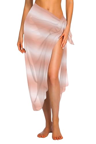 Image of Ekouaer Women Sarong Swimsuit Coverups Chiffon Long Bikini Wraps Sheer Beach Bathing Suit Cover Up