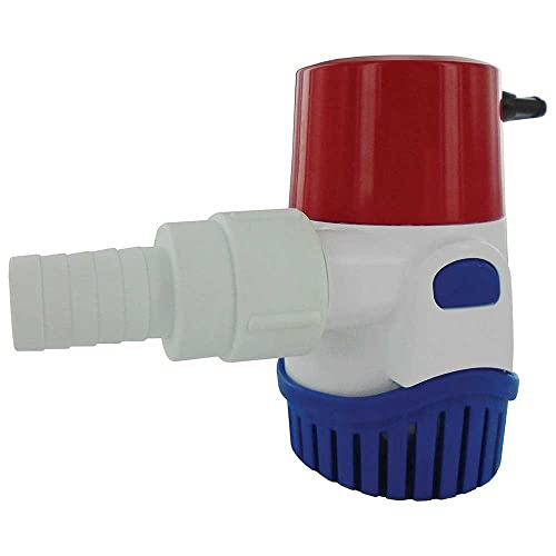 Rule 12V Automatic Bilge Pump - Fully Submersible - 800GPH Output - Easy Clean Strainer - Low Power Use - Check Valve & Thermal Cut-Off - Ideal for Boats -107mm x 64mm x 74mm