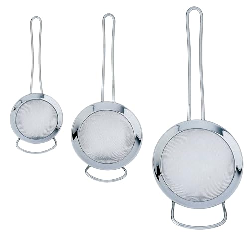 Grunwerg ST-3004 feinmaschig, mit poliertem Rand und Griff, Silber, 4-Inch, 10cm Durchmesser