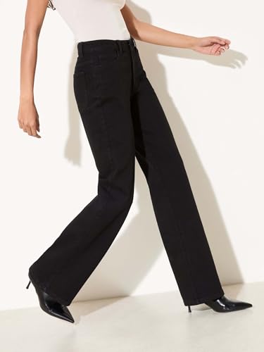 Image of KOTTY Women's High Rise Wide Leg Jeans|Cotton Blend Straight Fit Denim|Trendy Comfortable Casual Wear