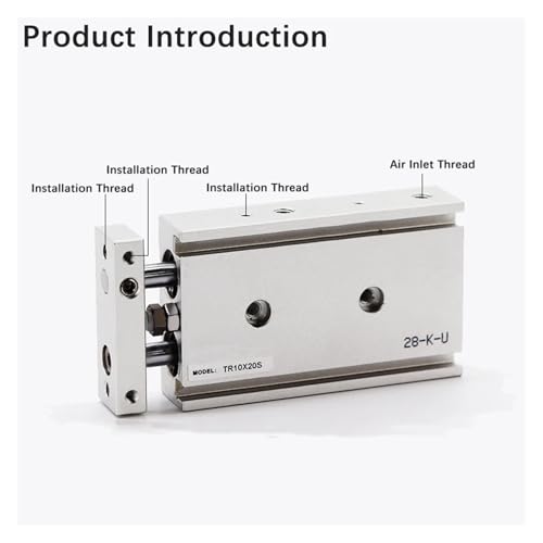 Vérin pneumatique double tige TR20 course 125mm en alliage haute durabilité - 4