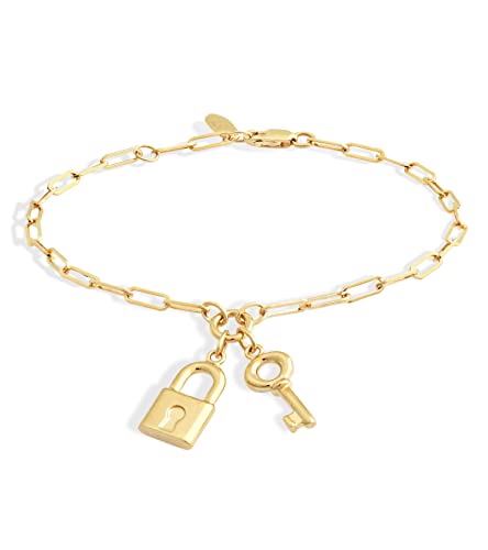 Jewelry Atelier Gold Filled Bracelet Collection – 14K Yellow Gold Filled Dangle/Pendant Bracelet with Solid Clip Chain for Women (Different Sizes and Styles with Extension/Adjustable Chain)