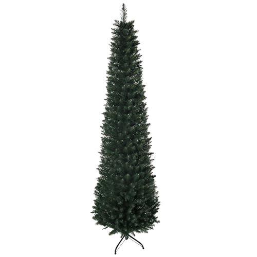 HOMCOM Albero di Natale Slim Alto 180cm con Base Pieghevole,...