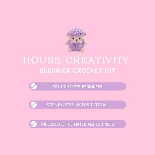 Image of HOUSE CREATIVITY Crochet Kit for Beginners, Make a Fluffy Sheep, Amigurumi Crochet Kit with Video Tutorial, Complete Set with Yarn, Hook & Stuffing, Cozy Stress Relief Gift for Adults & Kids