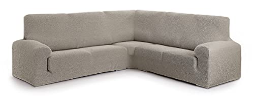 Milica Funda para Sofá Rinconero | Tejido Superelástico, Ajuste Protección Total | Funda Elástica Lavable, Antideslizante y Suave - Color: Beige Oscuro, Tamaño Extra (hasta 600 cm)