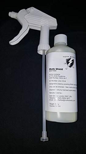Moth Shield 500ml organic oil mix Trigger Spray - price includes delivery and vat. Completely remove your moth problem instantly with one quick spray.