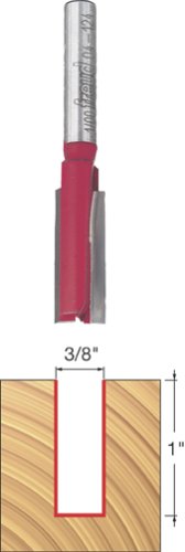 Freud04-124: 3/8" (dia.) Double Flute Straight Bit with 1/4" shank, 2-1/2" overall length, Pack of 1, Perma-shield Coating Red