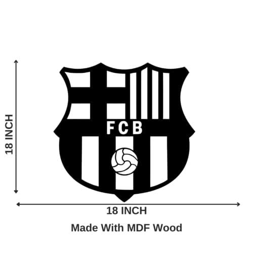 Shyam Ghar Wooden FC Barcelona LED Logo for Football Fan's, Wall Backlit Logo, Comic Lover Kids Room Decor(18 * 18) INCH