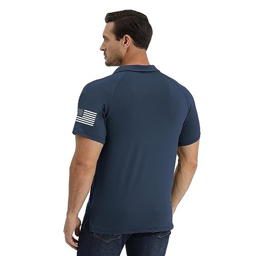 H HYFOL Short Sleeve Polo Shirts for Men Graphic Stretch Casual American Patriotic Raglan Golf Polos for Men3