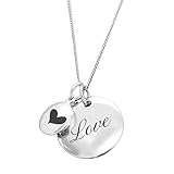 Quality 925 Sterling Silver Heart Necklace, Personalised Silver Coin Necklace, Engravable Heart Pendant, Free Engraving, Gift for Her, Birthday Gift, Valentine's Day Gift, Christmas Gift - KIMNKIM C7 Image