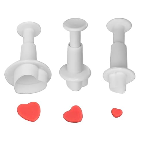 3-Piece Heart-Shaped Fondant Cutters - Small Plunger Tools for Cake Decorating and Baking