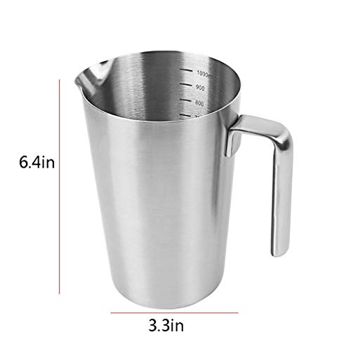 Pichet à lait doseur 1000 ML en inox avec bec verseur précis