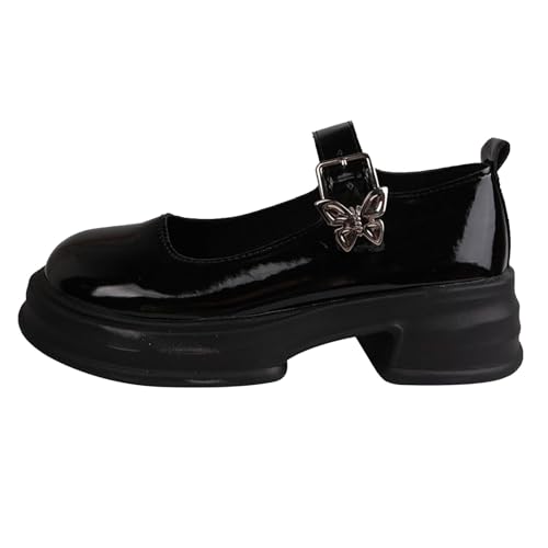 Generic Girls Round Toe Ankle Strap Mary Jane School Shoes Fashion Mary Jane Chunky Platform Oxford Dress Shoe Pumps