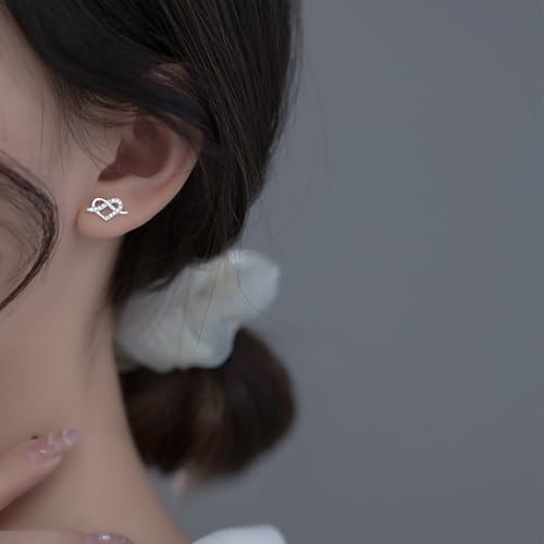 Reffeer Solid 925 Sterling Silver CZ Infinity Heart Stud Earrings for Women Teen Love Heart Stud Earrings3