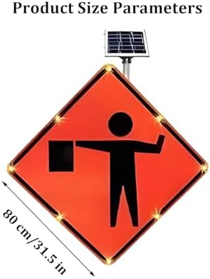 Flashing LED Pedestrian Signal - Aluminum Reflective Arrow Sign for Road Crossing, Indoor/Outdoor Traffic Guide Light, Ideal for Construction & EMS Rescue (80x80 cm)